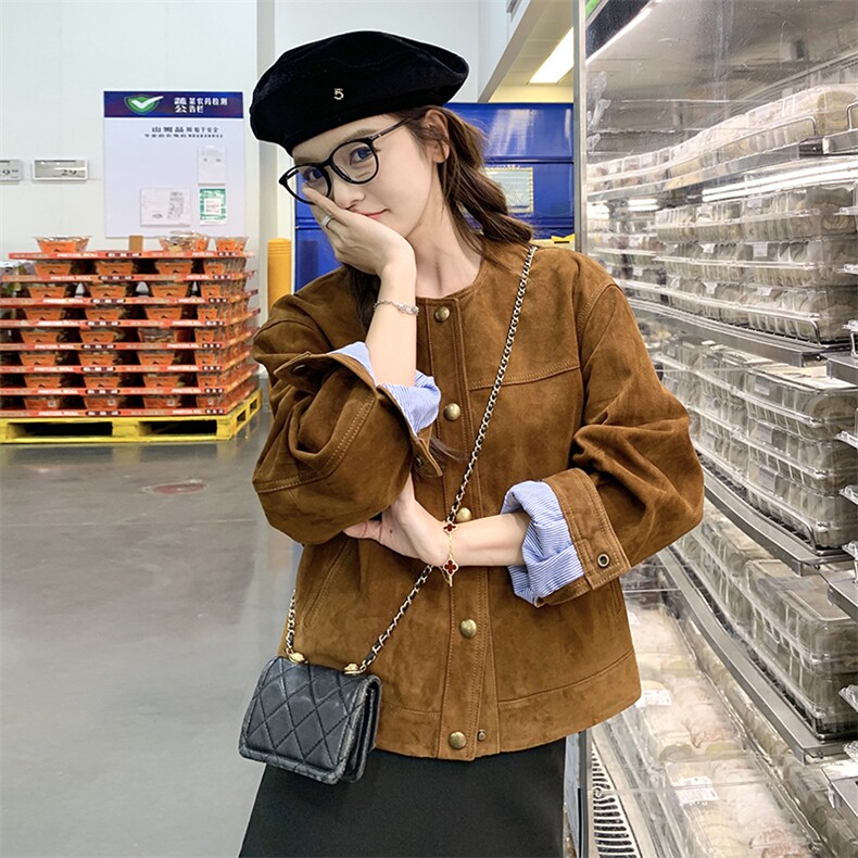现货麂皮夹克外套P145-K208,女装短外套,2C299