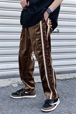 秋季新品拼接豹纹织带休闲宽松直筒银丝丝绒阔腿裤ck52-p68，男装休闲裤，电商B288