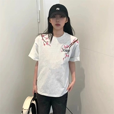 万针全刺绣工艺抖音得物高品质260克重磅纯棉双纱美式高街短袖T恤，男装T恤，电商A486