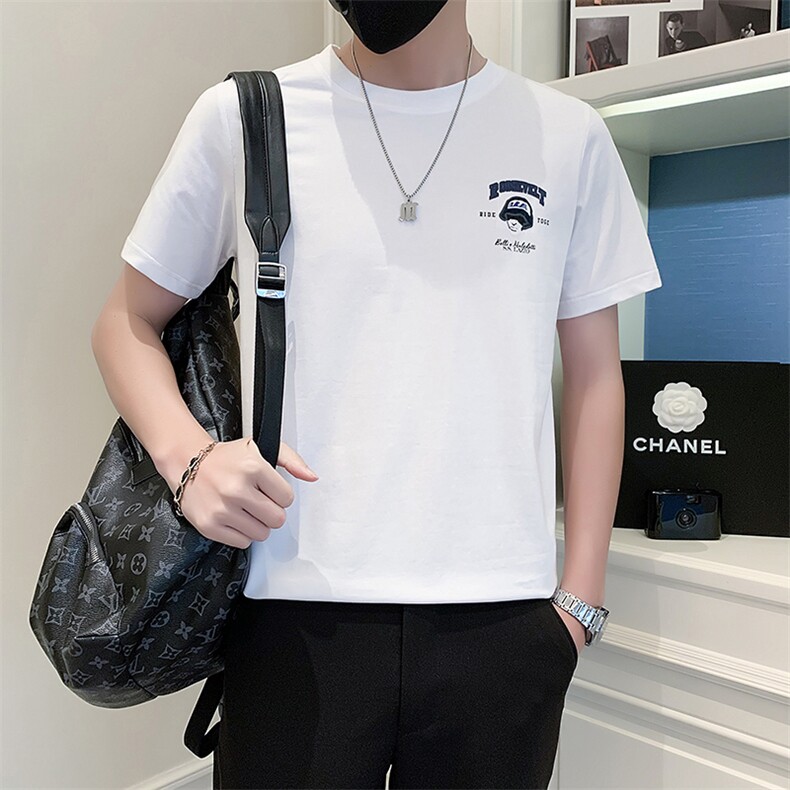 社会小伙2025新款夏季短袖T恤潮牌印花半袖A313-1-5815-P4868,男装T恤,电商A313-1