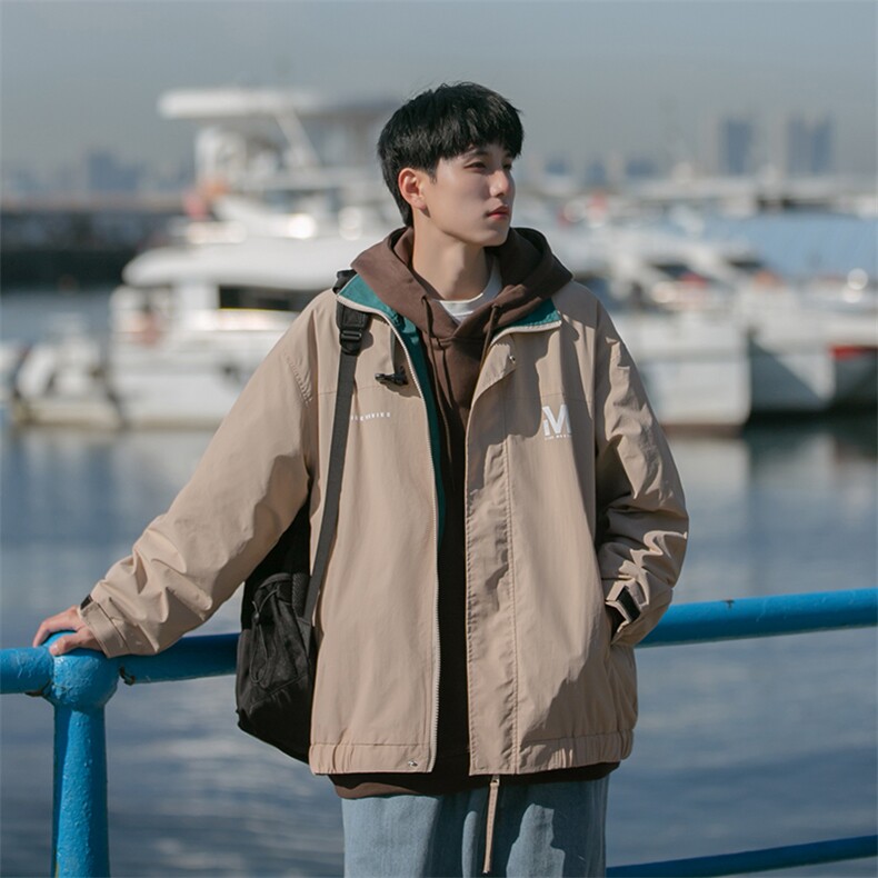 日系冲锋衣复古套装男春秋季户外潮流装夹克B225-W8413-P95-X118,男装夹克,电商B225