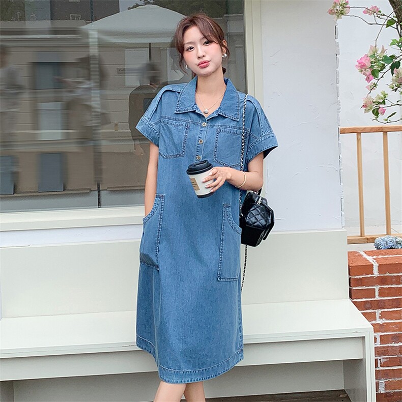 2025年夏季休闲宽松显瘦牛仔连衣裙,女装连衣裙,浙宝二楼018