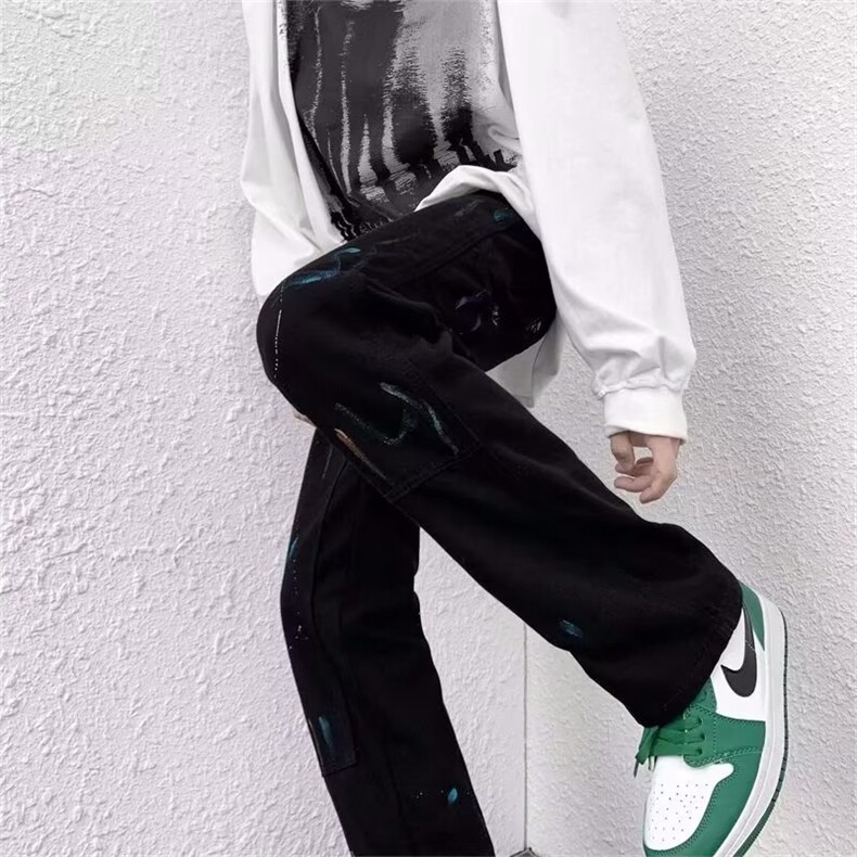美式vibe裤子高街水洗牛仔裤男设计感小众拉链裤DN111P42,男装牛仔裤,星座1116-2