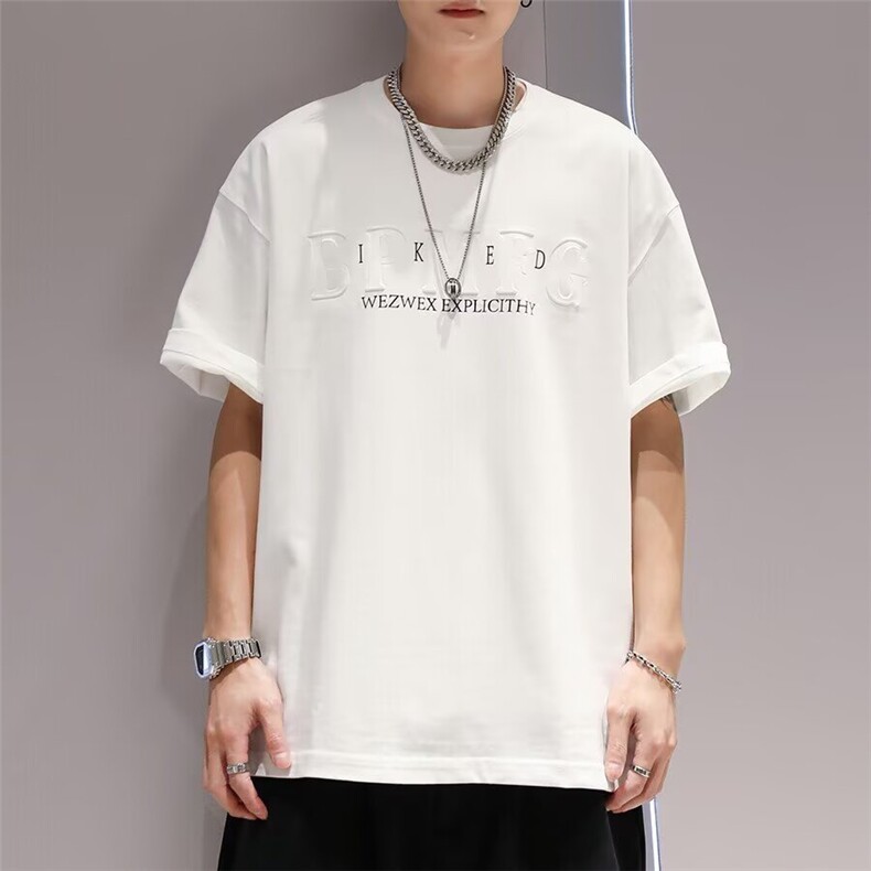 网络图现货款美式重磅字母钢印扎染圆领新款半袖体恤JD515-P28，男装T恤，星座715-7