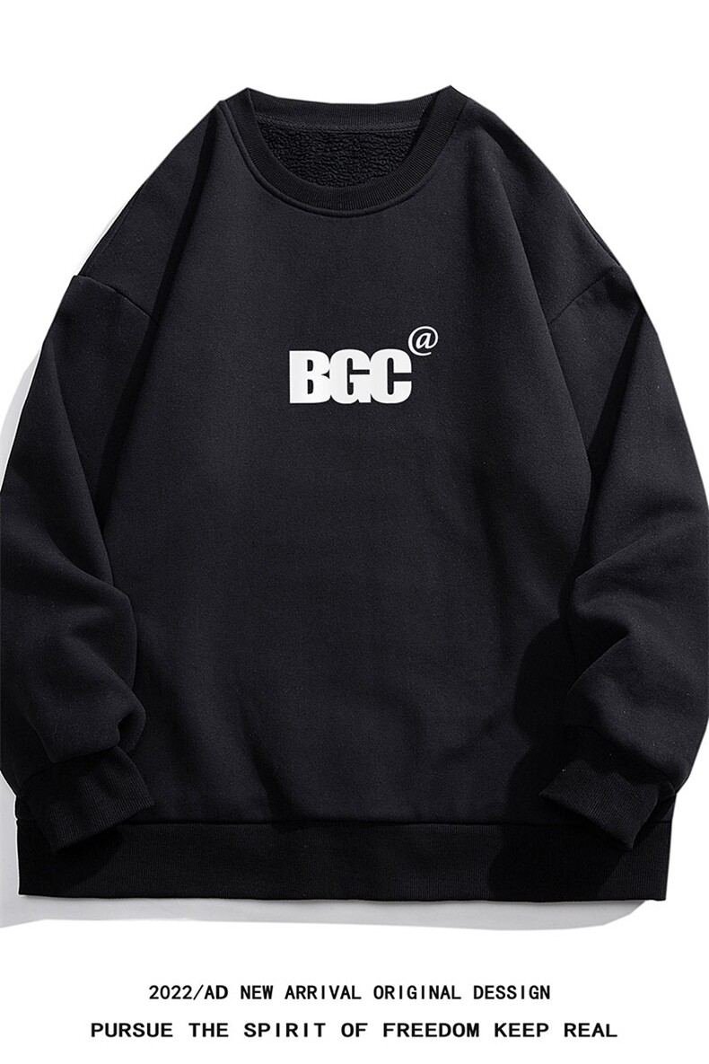 白底22秋季新款简约BGC字母印花百搭圆领重磅卫衣W1021P30控48,男装卫衣,电商A247-1