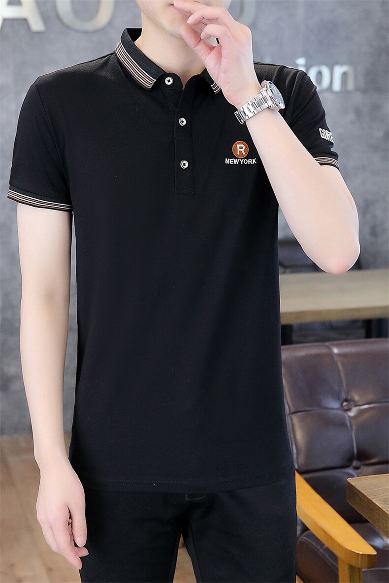 23夏季新款青年时尚潮流男韩版修身短袖翻领半袖POLO衫T3258-P33,男装Polo衫,星座1402-1