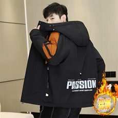 冬季男式加绒加厚连帽夹克男时尚潮流加厚棉衣男外套MY836-P73，男装夹克，星座310B