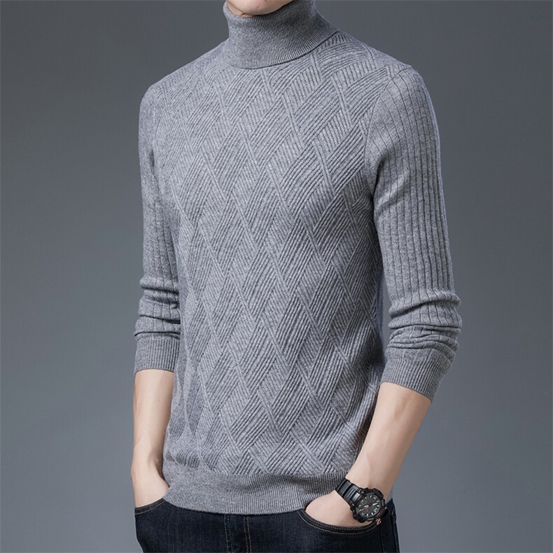 BSS2270男士2023年秋新款长袖高翻领纯羊毛针织衫休闲青年P150,男装针织衫/毛衣,电商B360
