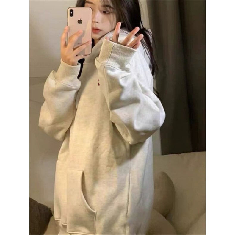 美式复古潮牌字母连帽卫衣女2025新款银狐绒加厚宽松慵懒外套,女装短外套,星座506A