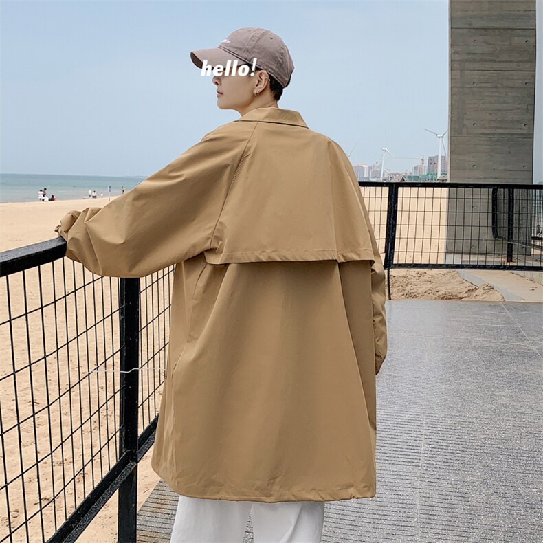 2025秋冬潮中长款薄款单排扣夹克风衣外套JK98858/特P65卡其,男装风衣,电商A094