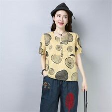 T恤2021年春季短袖宽松百搭舒适气质圆领甜美，女装T恤，小林双子