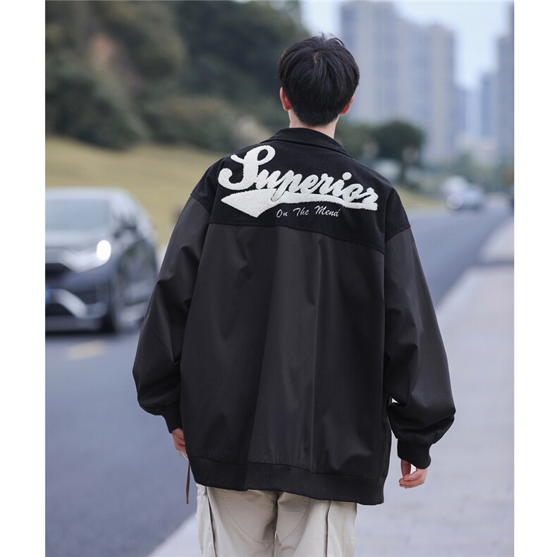 高品质！23秋季新款毛巾绣拼接翻领夹克外套GJK232-P80控108,男装夹克,电商B370