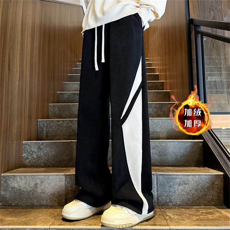 XZ616 秋冬重磅加绒加厚破缝撞色拼接休闲长裤 TY1150JR P55控78图片