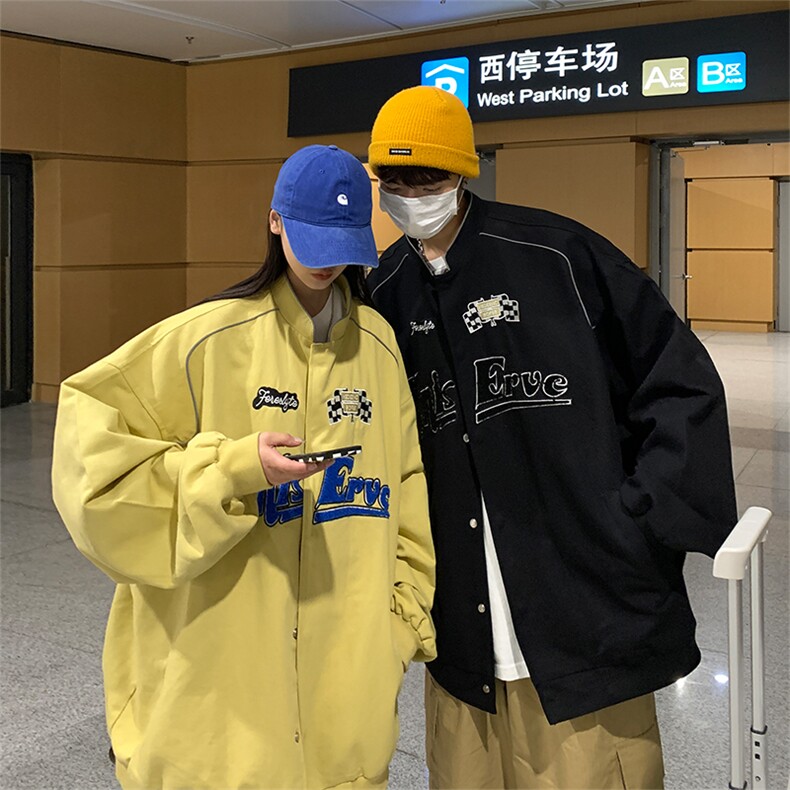 EQ92 工装外套毛巾绣夜光条潮流夹克2024新款情侣装秋装女装P113图片