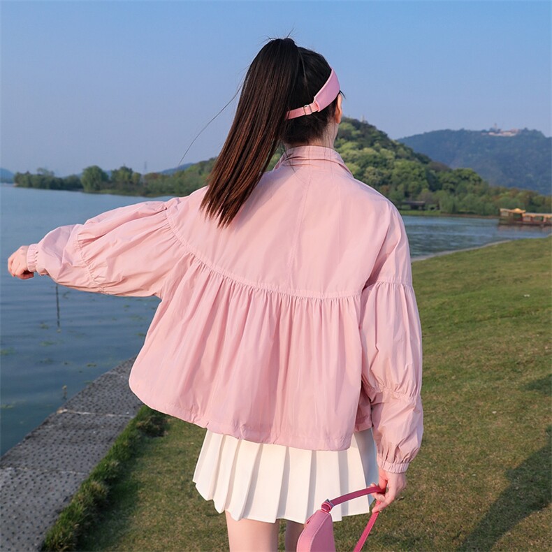 夏季新款长袖百搭时尚短款宽松防晒衣服外套女182-8383P95K148,女装短外套,帛香坊