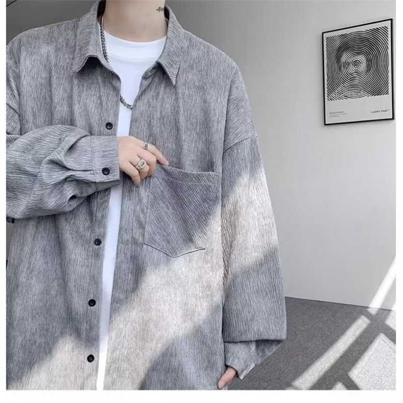 网络图，新款洋气 时尚舒适树皮皱休闲衬衫XZ302B-1-CS57P40图片