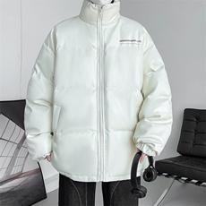 冬季字母印花皮棉衣男立领加厚男士棉服潮流棉袄A266-PY2101-P80，男装棉衣，电商A266