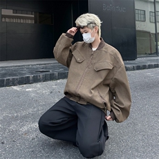 美式复古做旧织线设计工装夹克外套简约休闲街头情侣服HY682/P80，男装夹克，星座506