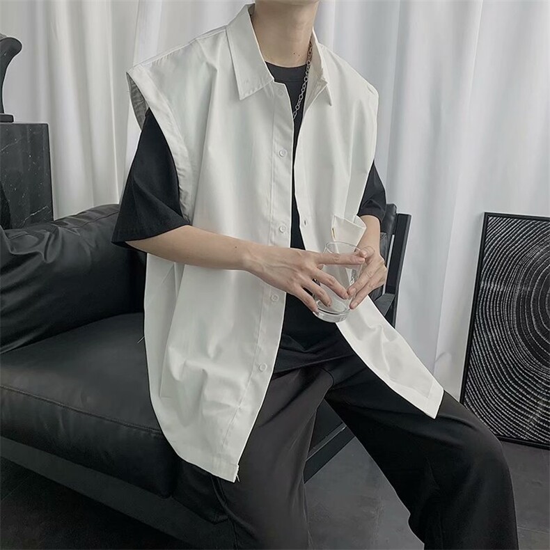 21夏季潮流无袖衬衫男宽松韩版日系潮牌马甲休闲学生背心C77-p28,男装背心/马甲,星座1008
