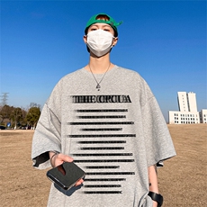 抖音得物二开现货供应220克夏装重磅美式高街宽松短袖t恤MT95，男装T恤，电商A486-1