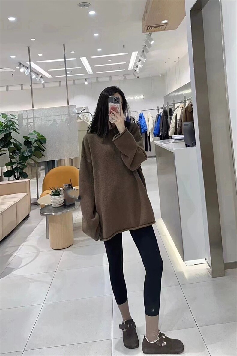 秋冬季新款舒适时尚百搭圆领中长款羊毛衫,女装羊毛衫,莺澜羊绒