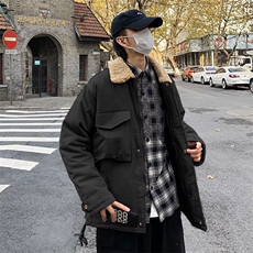工装羊羔绒外套男潮牌宽松潮流百搭痞帅复古港风J251P52，男装夹克，星座1116-2
