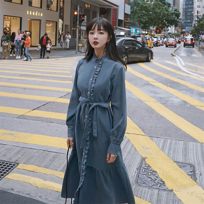 2021春季新款木耳边鱼尾裙货号L503,女装连衣裙,时倾STUDIO