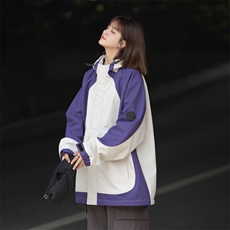 西瓜红撞色冲锋衣女户外三防登山服春秋款工装夹克拼色雪尼尔外套，男装夹克，电商A409-1