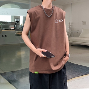 夏季港风t恤男宽松大码纯棉运动背心坎肩潮牌无袖BX007 P25图片