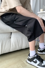 K6030/P30夏款港风格子撞色排扣潮七分裤男短裤大码休闲裤男控45，男装牛仔裤，电商A141