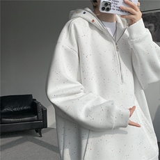 WY10181-特P55加绒特65重磅美式连帽大码卫衣半拉链外套男，女装短外套，电商A059