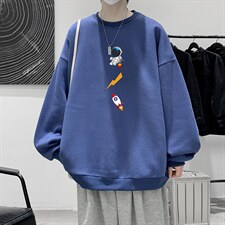 圆领卫衣男大码加厚加绒长袖t恤男S6165-P28加绒款-P33，男装卫衣，电商A040