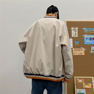 立领上衣字母宽松双层夹克M--3XL 黑色 卡其 JJ55图片