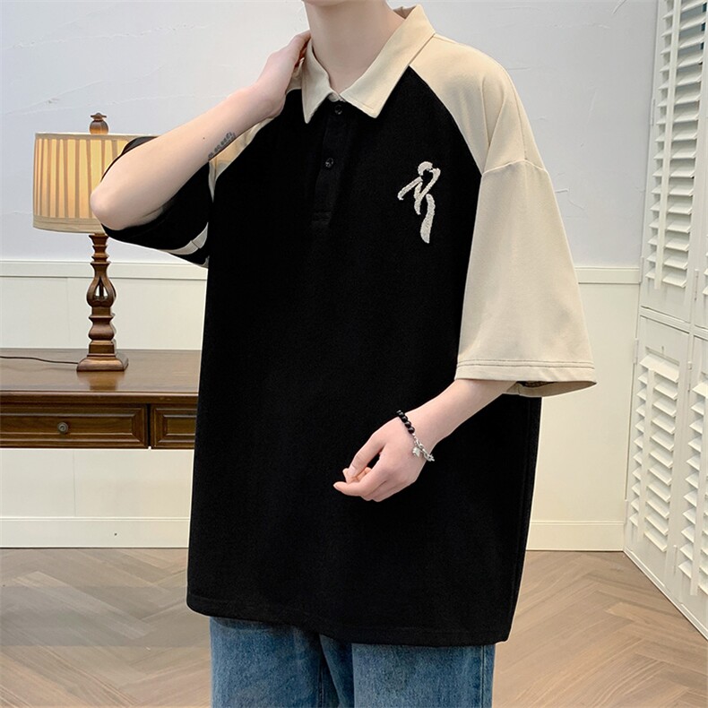 夏上新青少年宽松休闲半袖T恤刺绣翻领Polo衫男女625-P35控价58,男装Polo衫,电商A441-1