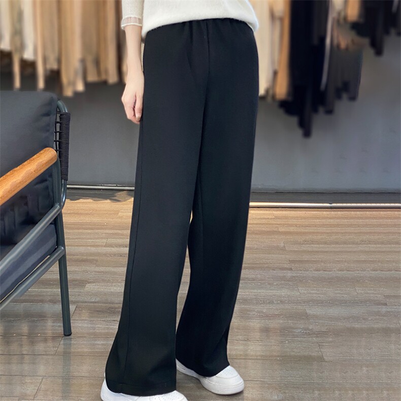 时尚女士羊毛阔腿裤高腰显瘦宽松休闲裤轻盈柔软舒适百搭，女装休闲裤，臻维羊绒