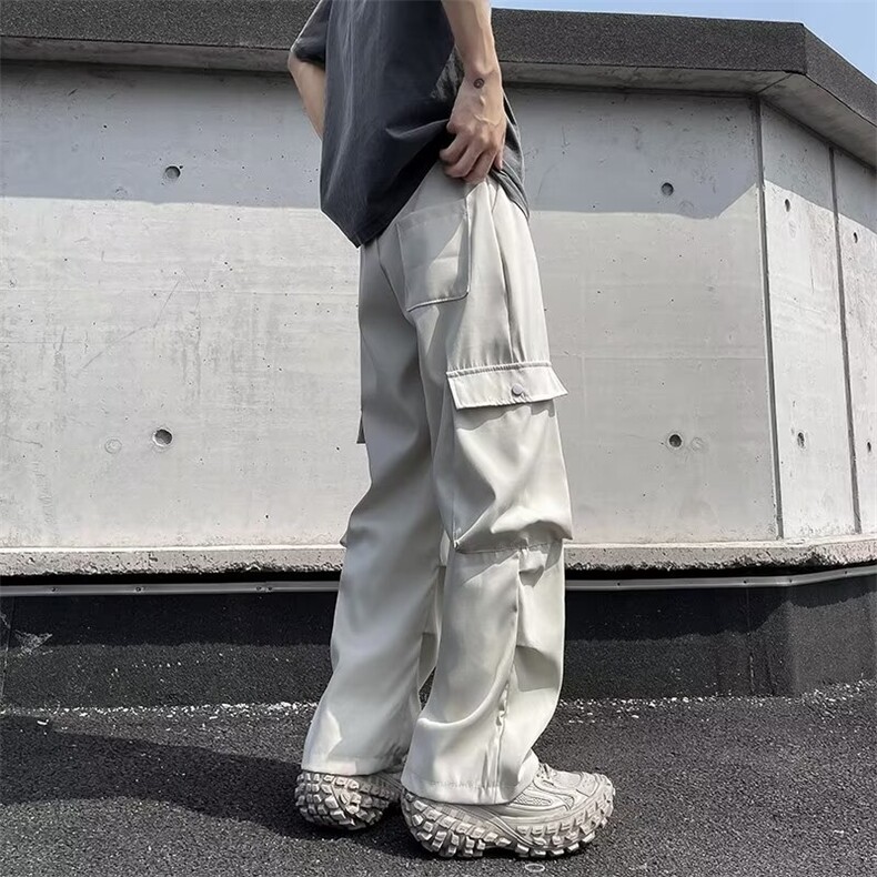 工装裤男夏季美式街头小众设计感阔腿伞兵裤帅休闲裤子K5413-P46,男装休闲裤,星座412-2