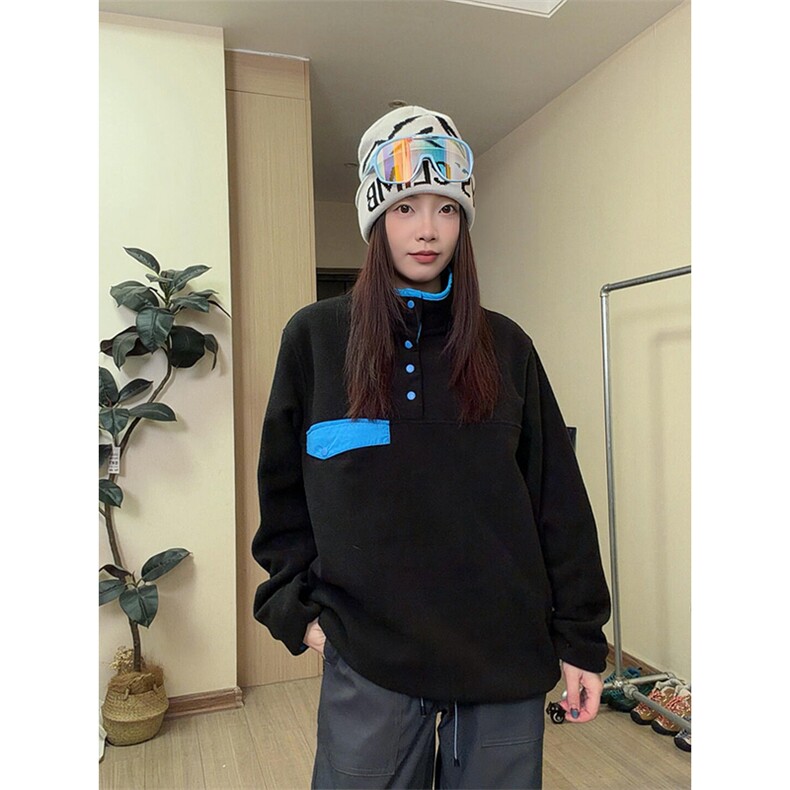高品秋冬户外立领保暖撞色抓绒衣男女摇粒绒宽松卫衣A1122-P85,男装棉衣,星座1505