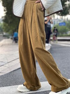灯芯绒阔腿裤，其它，玫瑰共和国