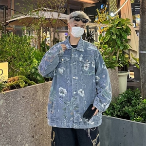 牛仔外套男士韩版潮流提花宽松百搭高街2024冬季ins夹克W6205-P75图片