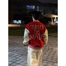 美式复古撞色棒球服外套男女春秋宽松慵懒风休闲夹克，男装夹克，星座410-6（原星座1304-1）
