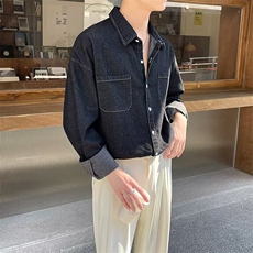 衬衫男长袖夏季2025春秋休闲牛仔工装衬衣男士外套男CS22，男装衬衫，星座1116A-1（原606A）