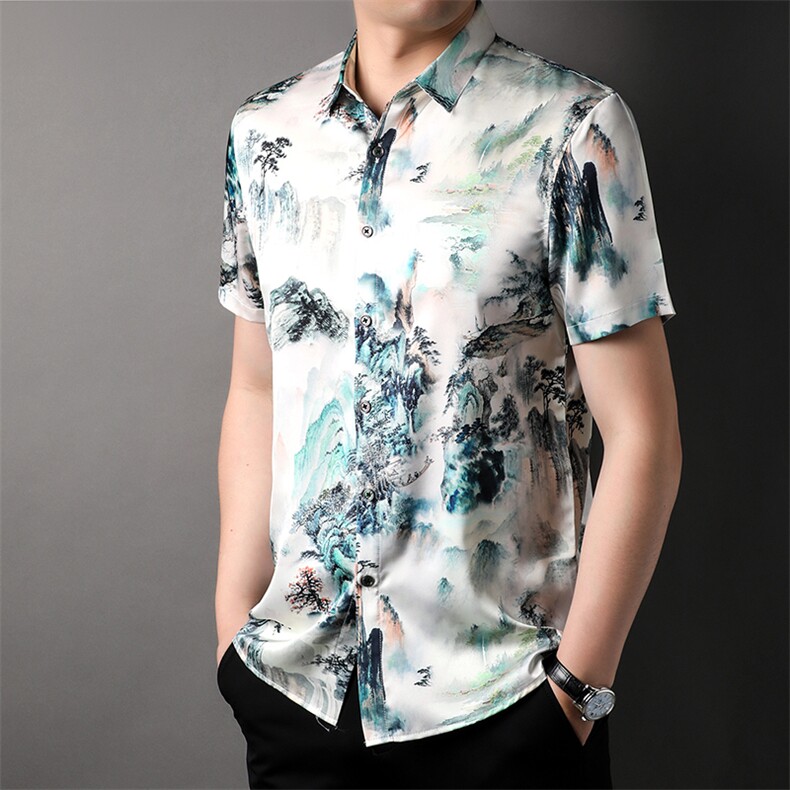 夏季中青年男士新款衬衫商务休闲时尚冰丝衬衫ZL81167-P85,男装衬衫,星座1105-3