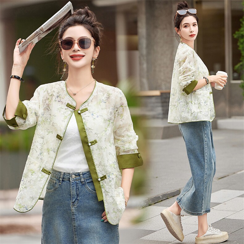 新中式国风防晒衣女夏季小个子宽松薄款复古刺绣镂空蕾丝开衫外套，女装防晒衣，难舍钰依