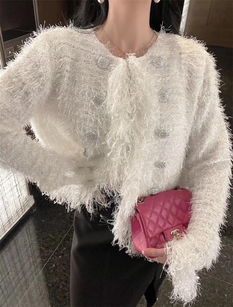 现货哦流苏小香针织外套，黑白两个色，其它，CHERRY·印