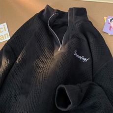 街头潮感半拉链款卫衣华夫格质感慵懒风休闲上衣HY183TP55控78，男装卫衣，电商A102B