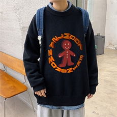 1港风圆领中性情侣潮流大码M-5XL印花加厚毛衣男7693P48加绒P55，男装针织衫/毛衣，星座226-2