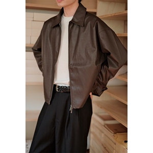 W9496-P70 网图现货 痞帅Pu皮衣潮牌皮夹克机车服高街外套图片