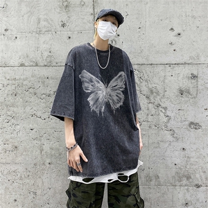 春夏新款蝴蝶印花纯棉水洗短袖T恤 XZ604-DT108-P45控58图片