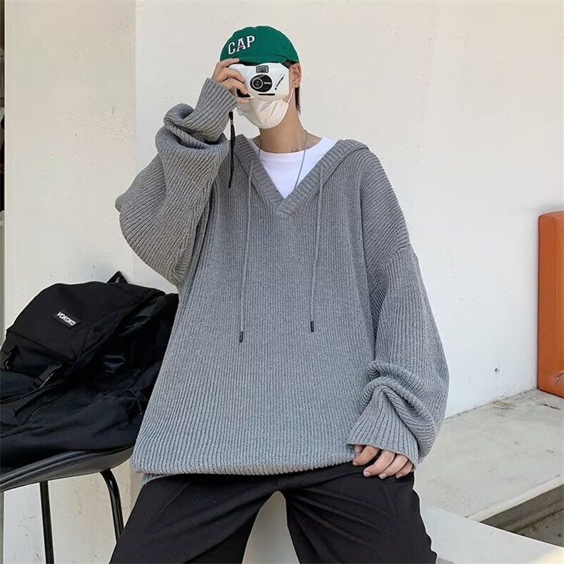纯色连帽套头毛衣女秋冬慵懒宽松针织衫韩版卫衣M182-P47,男装针织衫/毛衣,星座1109-3