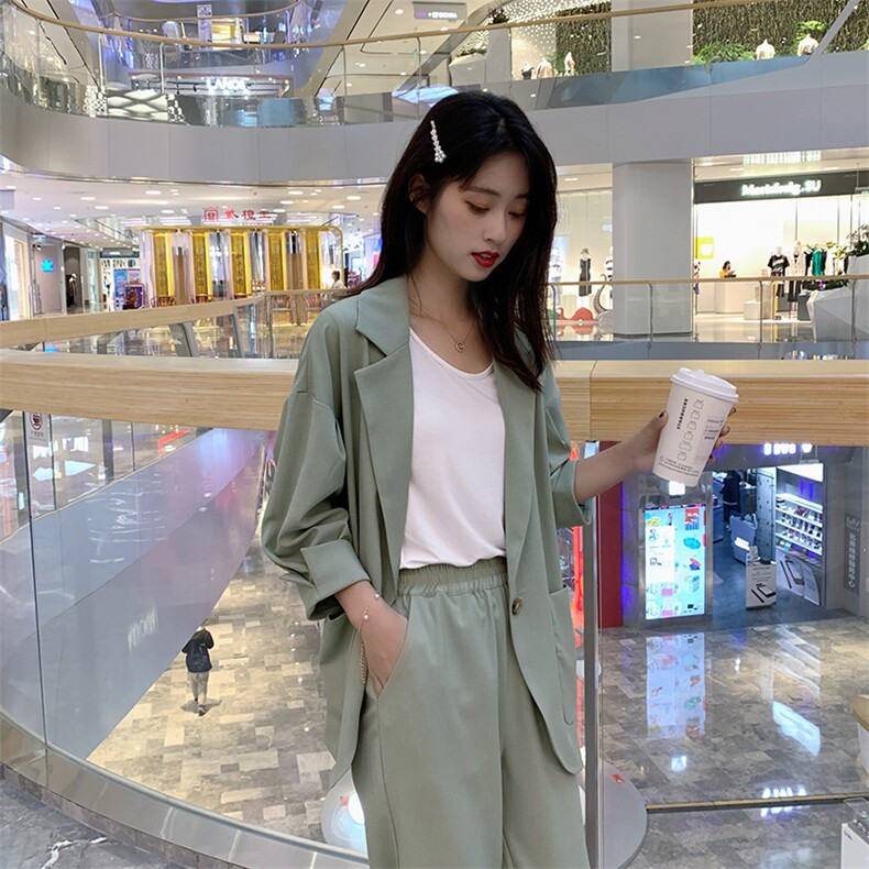 西装套装女2021年夏装新款韩版时尚气质洋气小香风休闲西服两件套,女装套装/套裙,雅佳俏